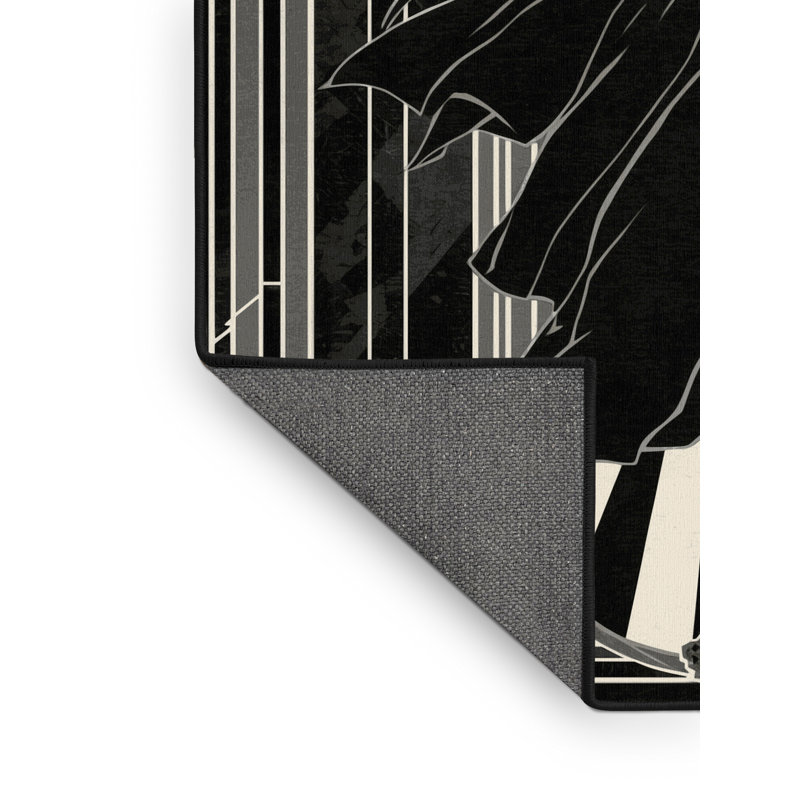 Tapis moelleux doux et moelleux de sorcière avec un livre de sortilège art déco en gris - reliure noire, 8 x 12