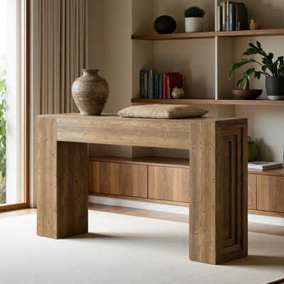 Grand canapé de table, table de couloir en bois, console