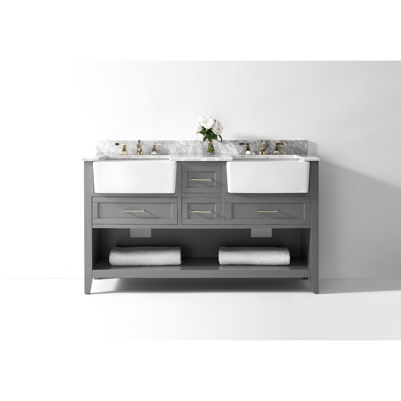 Meuble-lavabo double 60 po Hayley, Nuage de mer gris