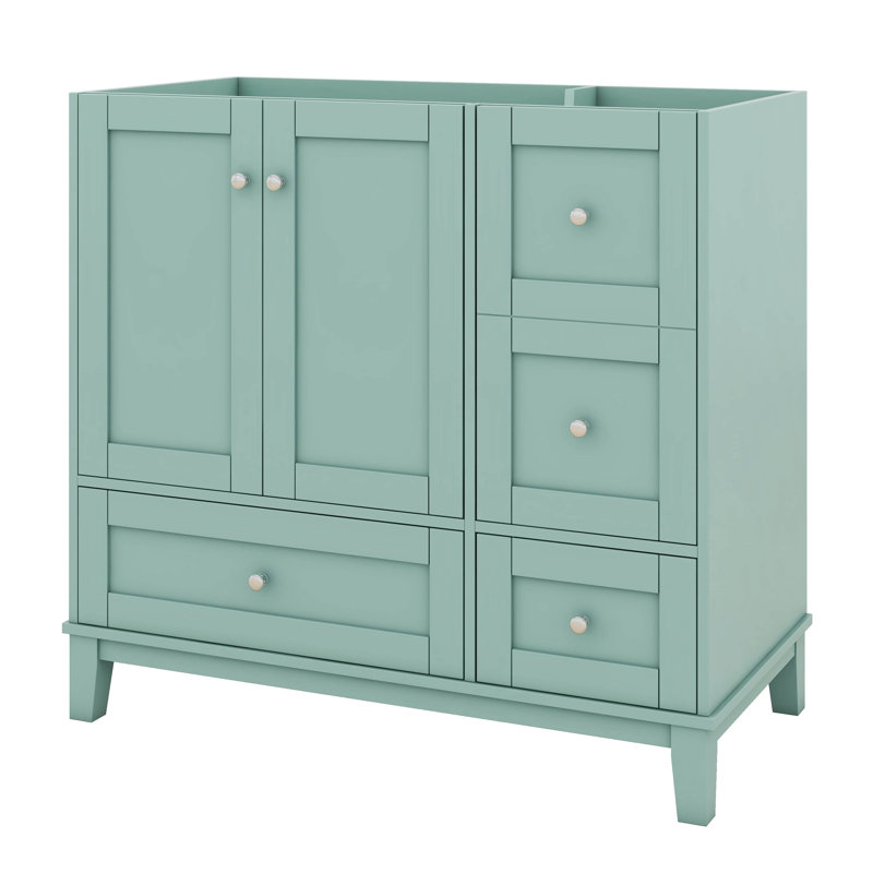 Meuble-lavabo 36 po sans lavabo, armoire de salle de bain autoportante en bois avec 3 tiroirs, une armoire, chargement USB