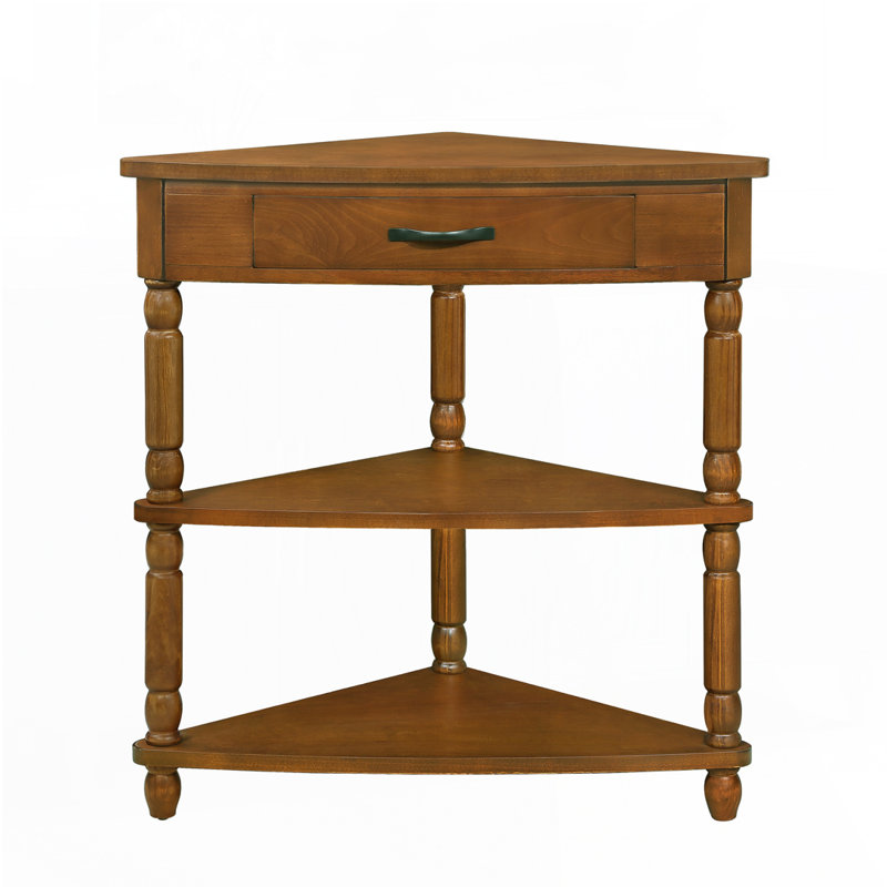 33.8" Triangle Corner Table with Open Shelf