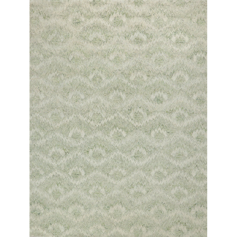 Bargello Light Green New Zealand Wool hand-tufted Area Rug