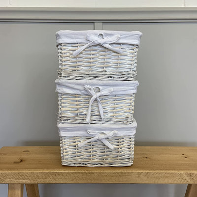 Rectangular Wicker Storage Basket with Removable Lining