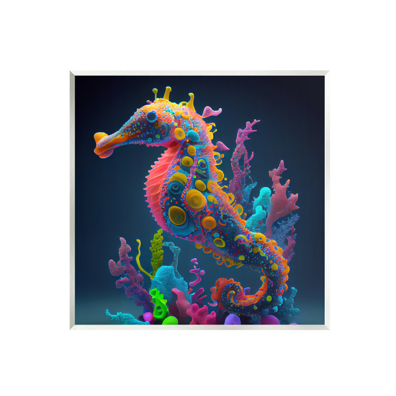 «Au-457-Giclee, abstrait, hippocampe, teintes vives» par CyberGeek Design, impression, Mdf, L 12 po x H 12 po x P 0,5 po