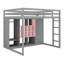 Structure de lit mezzanine moderne en bois massif avec échelle, tablettes et garde-robe-102058046