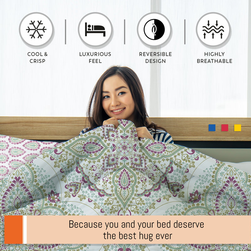 Ensemble de housse de couette 100% coton couleur percale 3 pièces Color Sense, Jaipur abstrait