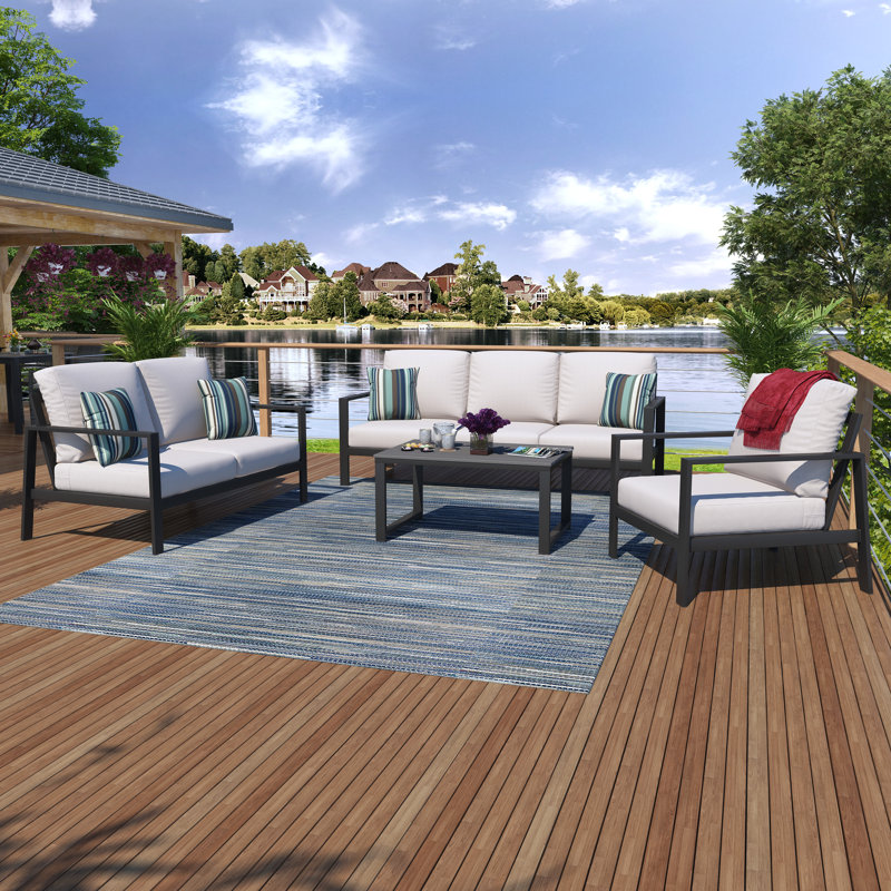 Ensemble de conversation Townsend avec coussins Sunbrella®, Tissu naturel Sunbrella®, Gris