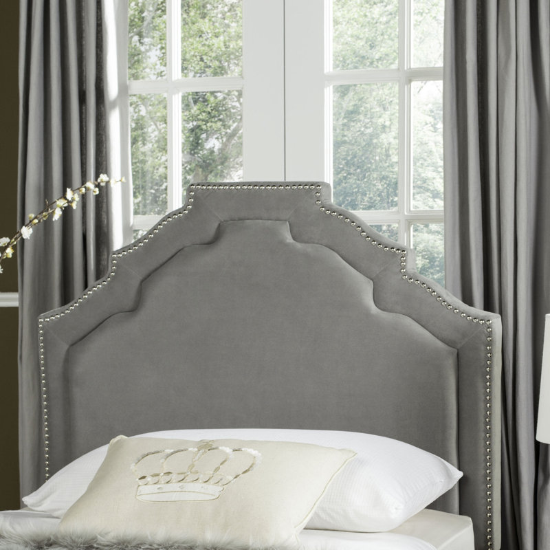 Upholstered Headboard, Velvet Pewter, Twin