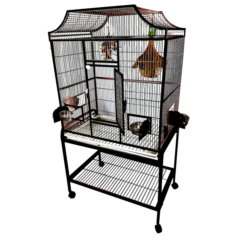Cage à oiseaux victorienne pour étage supérieur, grande, noire, H 61 po x l 32 po x P 21 po, Noir