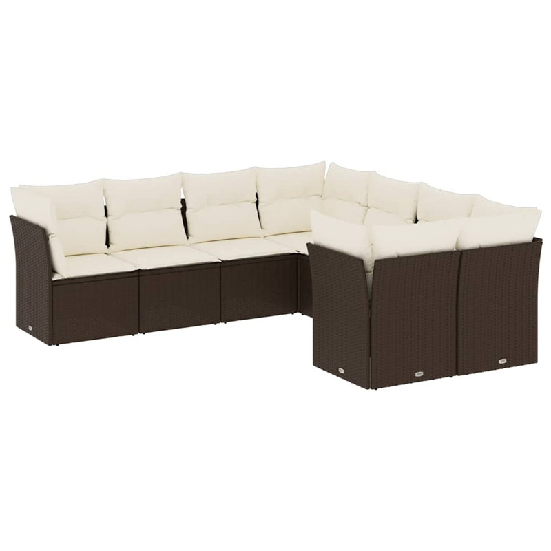 Ensemble de canapé de jardin Vidaxl, crème , Brun, Blanc