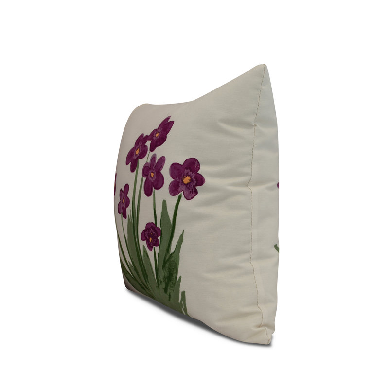 Farmers Market Floral Outdoor Reversible Throw Pillow, Purple, 16" x 16"