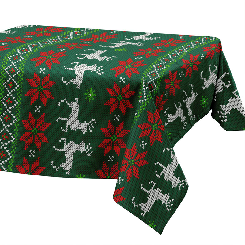 Christmas Tablecloth – Stain Resistant Fabric, Wrinkle-Free Table Cover for Dining Room or Kitchen Decor, 86.6" L x 55" W