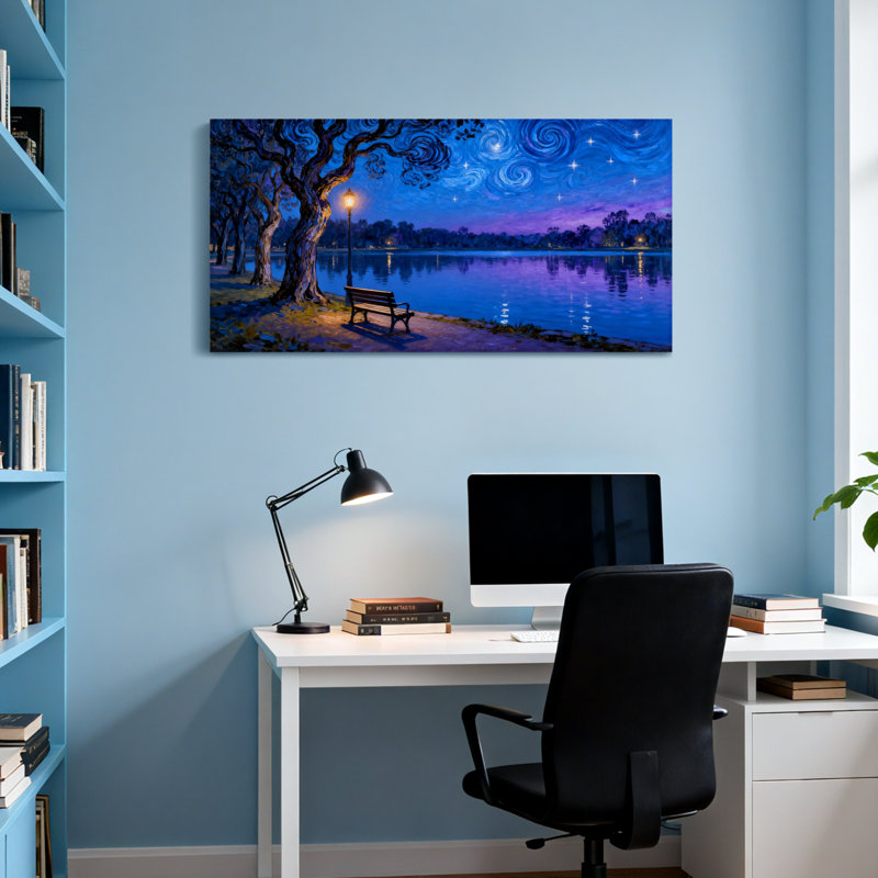 Lampe de table paysage et nature, H 16 po x l 32 po