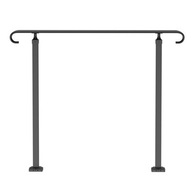 Wrought Iron Stair Handrail 60cm 1-3 Steps Aluminum 1 Piece Black