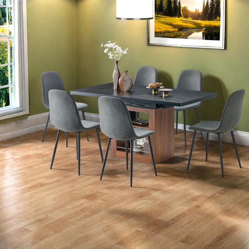 Ensemble de table de salle à manger extensible moderne, en bois et en métal, pour la maison et la cuisine