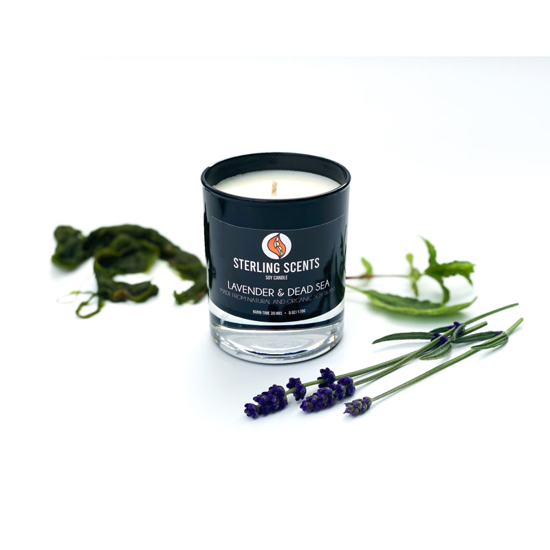The Mini Noir Lavender & Dead Sea Scented Jar Candle with Glass Holder