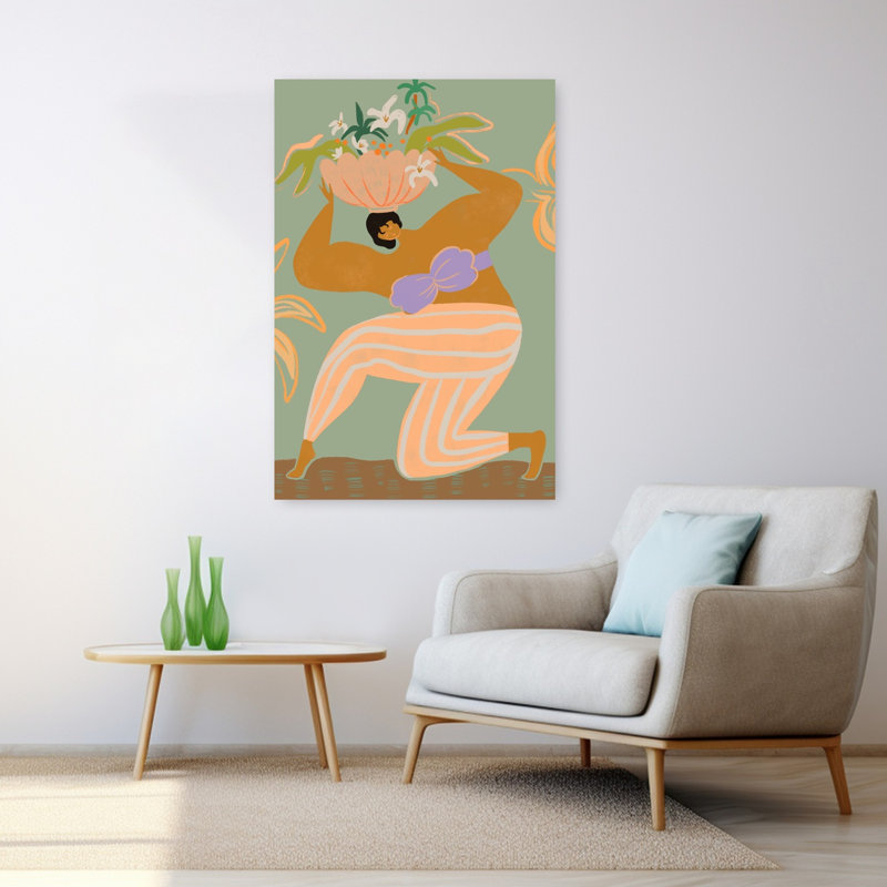 Contemporary Art Colourful Flower Plant Art, 48" H x 32" W