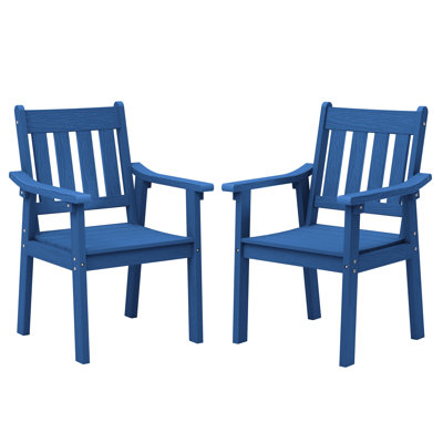 Outdoor Patio Chairs Set of 2, All-Weather HIPS Patio Dining Chairs for Lawn, Backyard, Porch, Garden