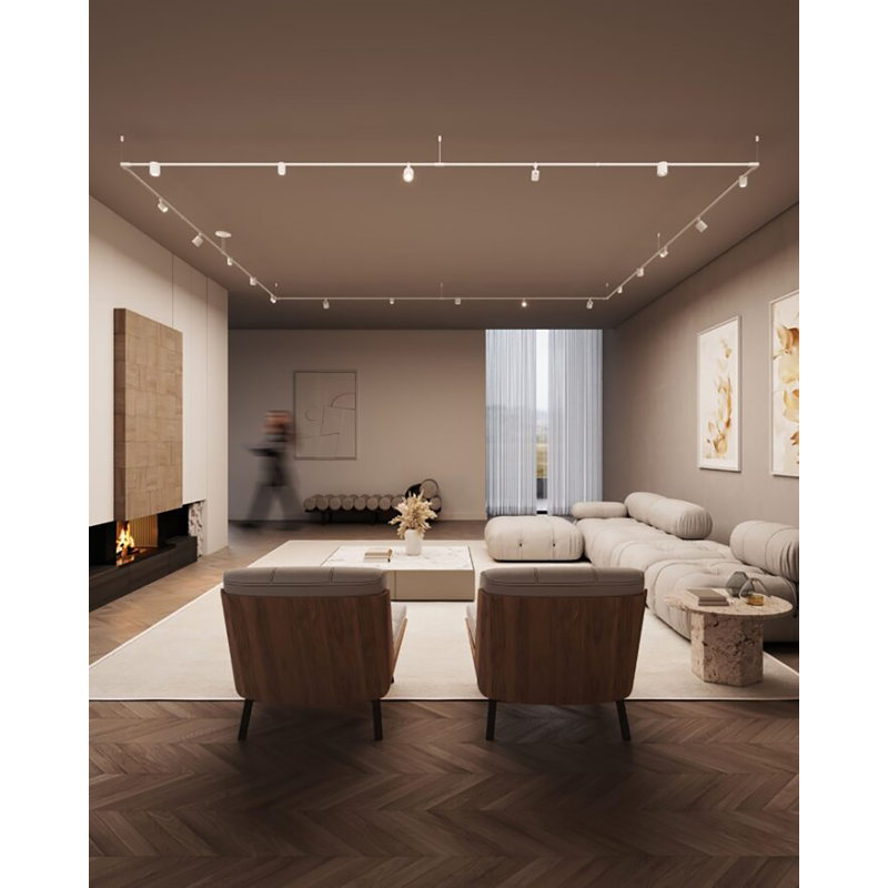 Luminaire cylindrique lisse à 1 niveau Suspender® - 12 pi x 12 pi - Precise & Power, Blanc satiné