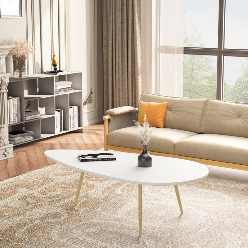 Onuh Single Coffee Table, White, Natural