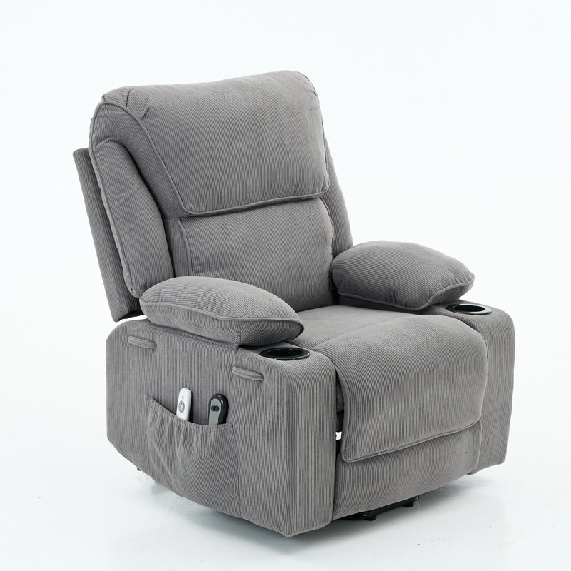 Gray Remote-Controlled Heating and Massage Assistive Recliner for Seniors, Gray