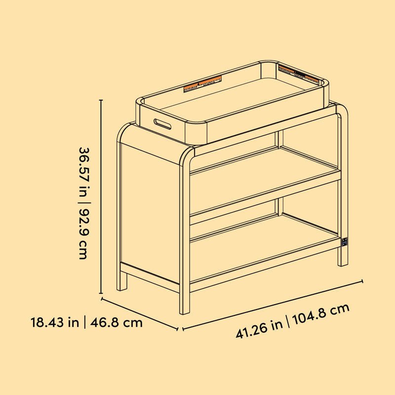 Table à langer avec plateau amovible Santos, Olive