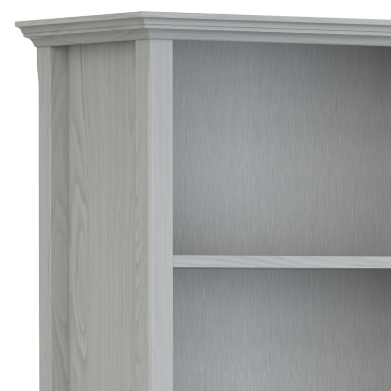 Fog Grey Solid Wood Adjustable 5-Shelf Bookcase