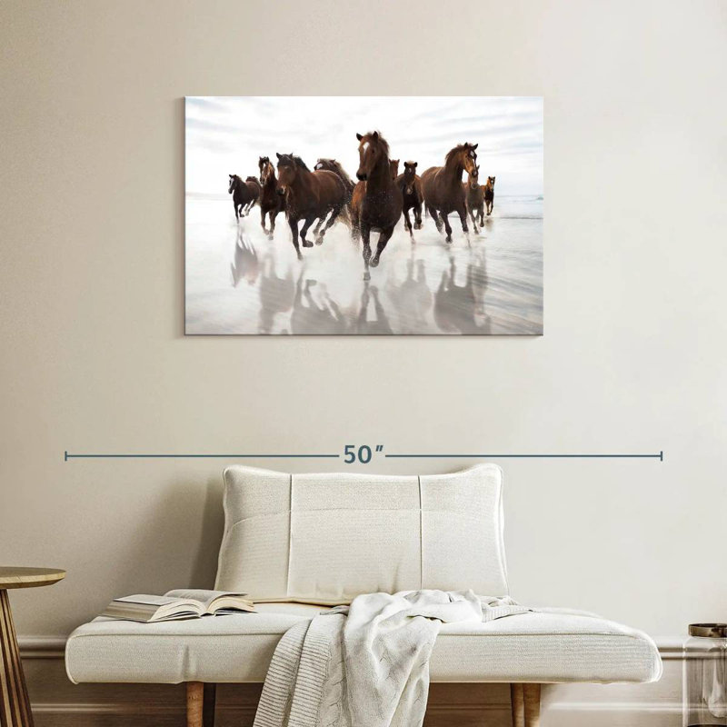 Brampt Running Brown Horses, 24" H x 36" W