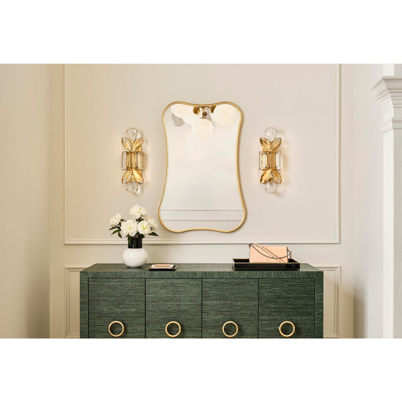 kate spade new york Lloyd Large Jeweled Sconce, Clear Crystal, Soft Brass, Glass