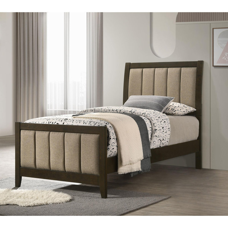 Lit tapissier Mid-Century, Twin, Dark Coffee