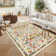 Farmhouse Floral Machine Washable Rug with Non Slip TPR Backing Soft Thin Foldable Mat Botanical Butterfly Printed Carpet Low Pile Non Shedding Carpet