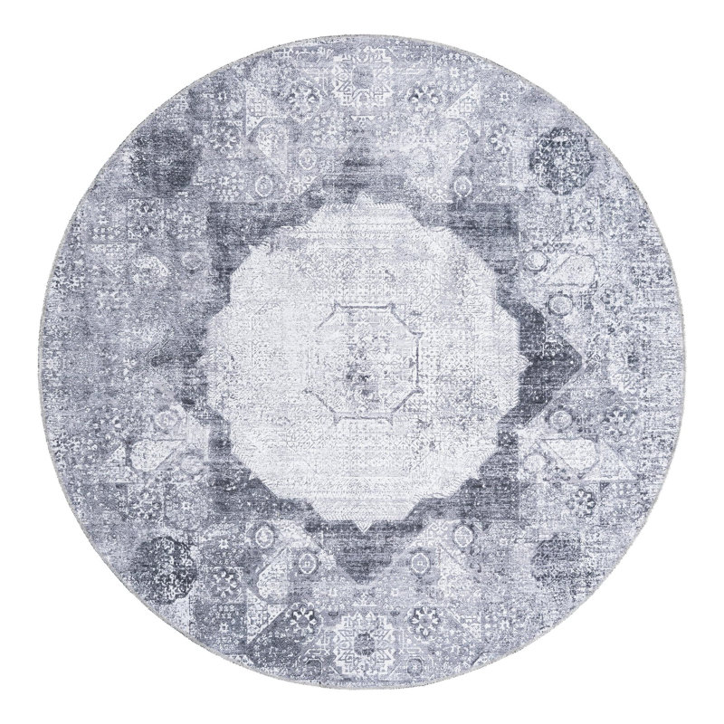 Floral Indoor Rug, Round 6'