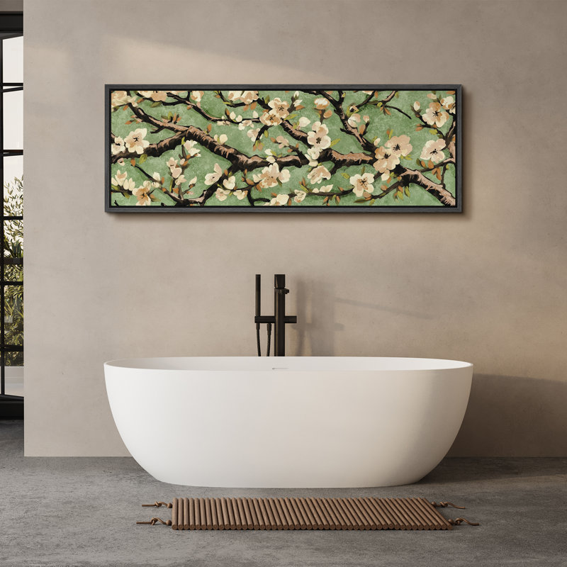 «Blossoming Cherry Branch», reproduction sur toile, H 20 po x l 60 po, Noir, noir, noir, noir