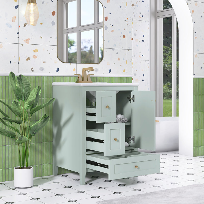 Ensemble de meuble-lavabo autoportant 24 po avec comptoir en céramique 24 po
