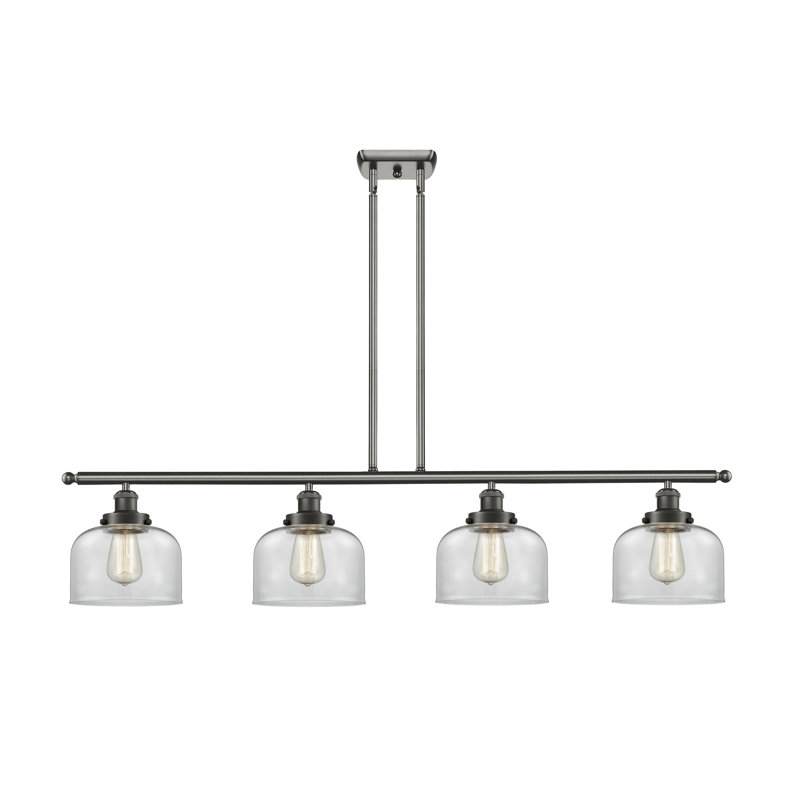 Luminaire suspendu pour îlot de cuisine 4 lumières Bissonnette, Ampoule non incluse, Transparent, Bronze huilé