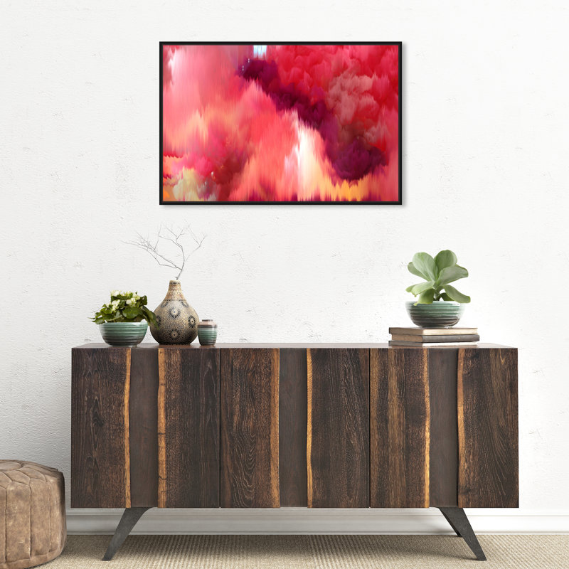 Large Vivanti Abstract - Peinture sur toile, Cadre noir, H 36 po x l 24 po