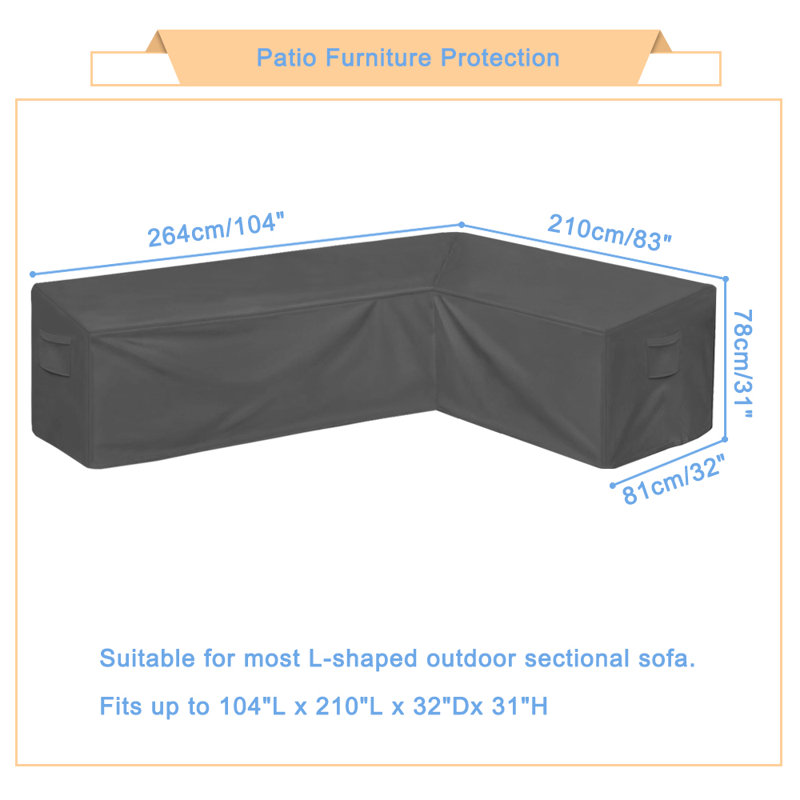 Water Resistant Patio L-Shaped Sectional Cover