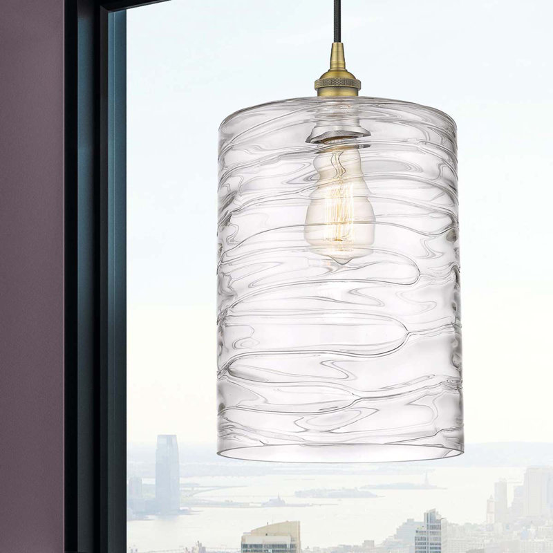 Karon 1 - Light Single Pendant, Brushed Brass, Clear Deco Swirl