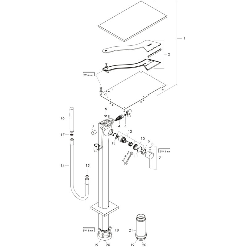 Axor Massaud Single Handle Freestanding Tub Filler Trim