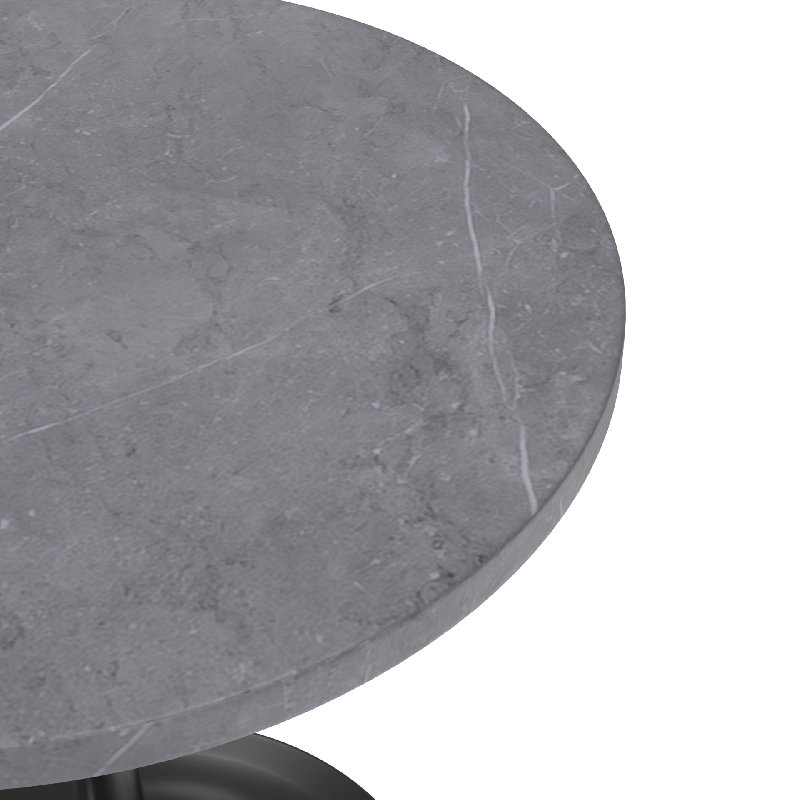 Heatherton 27" Round Dining Table with Sintered Stone Top and Black Steel Pedestal Base Kitchen Table Seats 2-4 Person, Gray