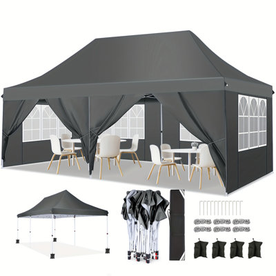 10'x20' Pop Up Canopy Tent with 6 Removable Sidewalls, Instant Outdoor Canopy 