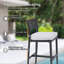 Set of 2 Modern Outdoor Bar Stools  Aluminum Frame /Ergonomic Backrest & Sunbrella Cushions
