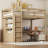 Wood Full Size Loft Bed With Built-In Wardrobe, Desk, Storage Shelves And Drawers, Walnut-1465159778