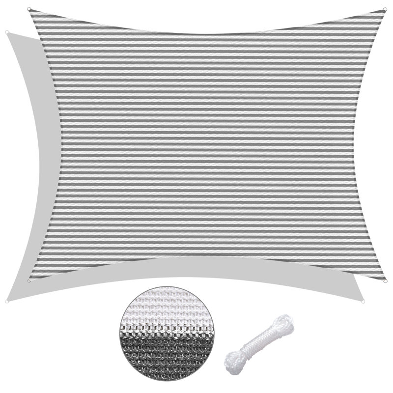 Yescom 23' x 20' Rectangle Shade Sail, Gray/White