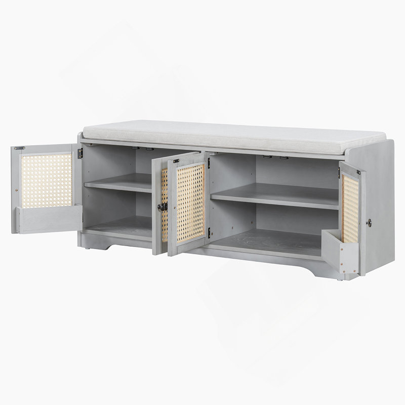 Banc de rangement Rustic, Beige / gris délavé