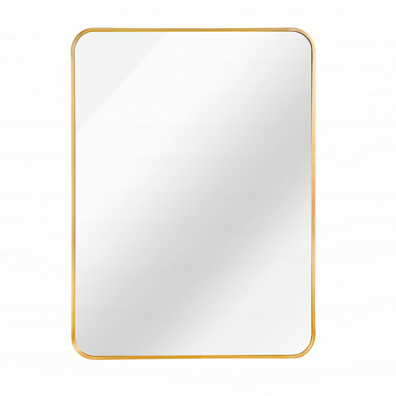 Premium Quality Rectangular Bathroom Mirror with Advanced Safety Features, Gold, 36" x 24"