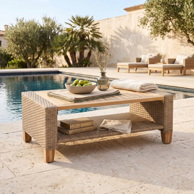 Shasta Double-layer Acacia Wood Outdoor Coffee Table