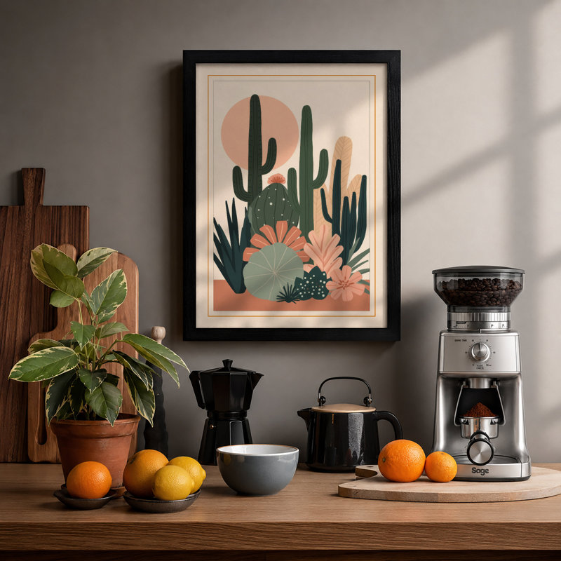 Desert Bloom Botanical - Framed Print, A4 - 29.7 x 21.0 cm, Black