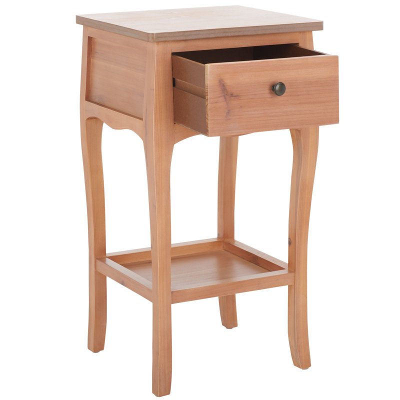 Radikha Solid Wood End Table with Storage, Red Maple