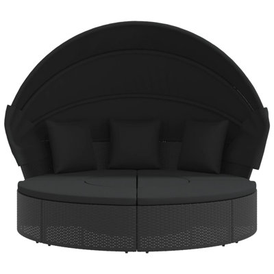 Bay Isle Home? Patio Lounge Bed With Canopy And Cushions Poly Rattan by Bay Isle Home